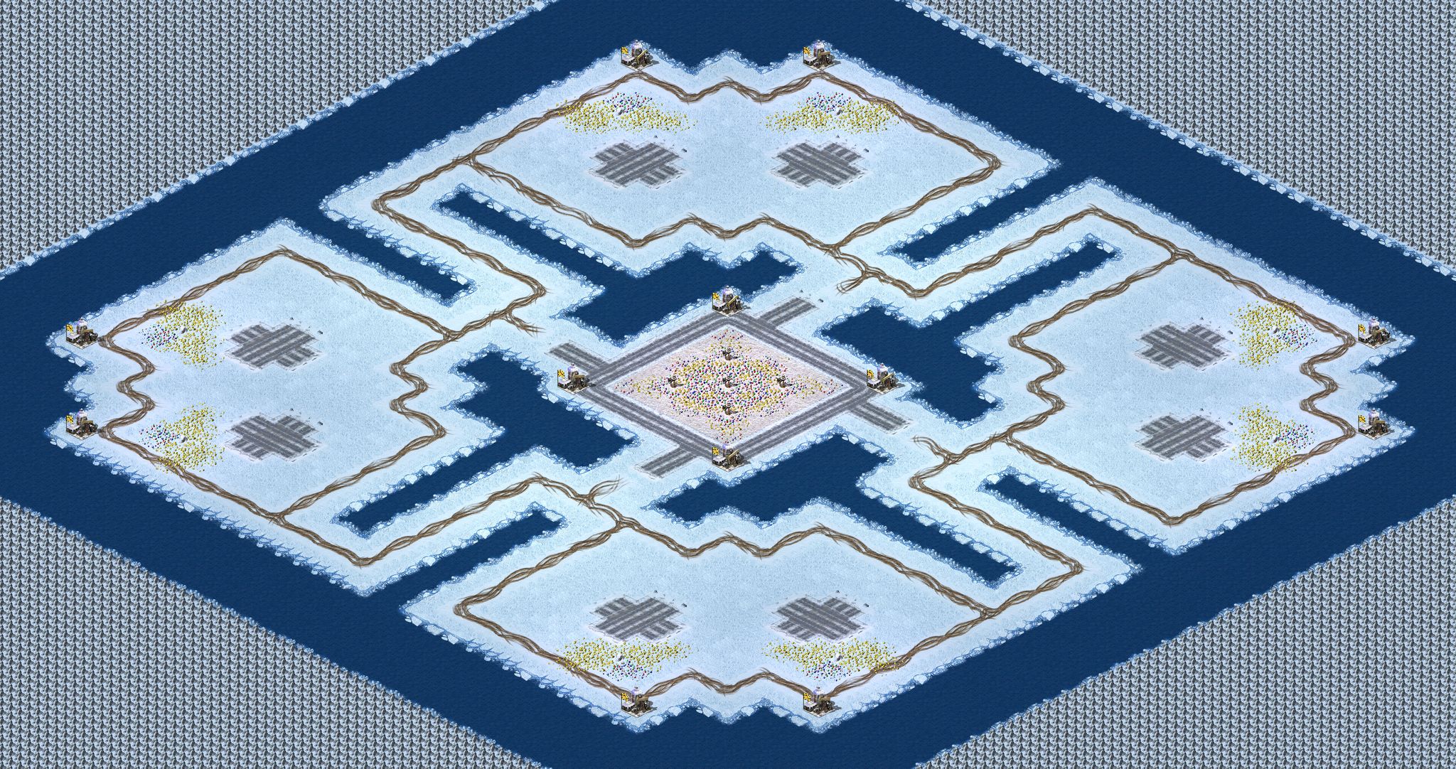 [8] 2v2v2v2 Rhombic Oil in Center Sea War full-resolution render