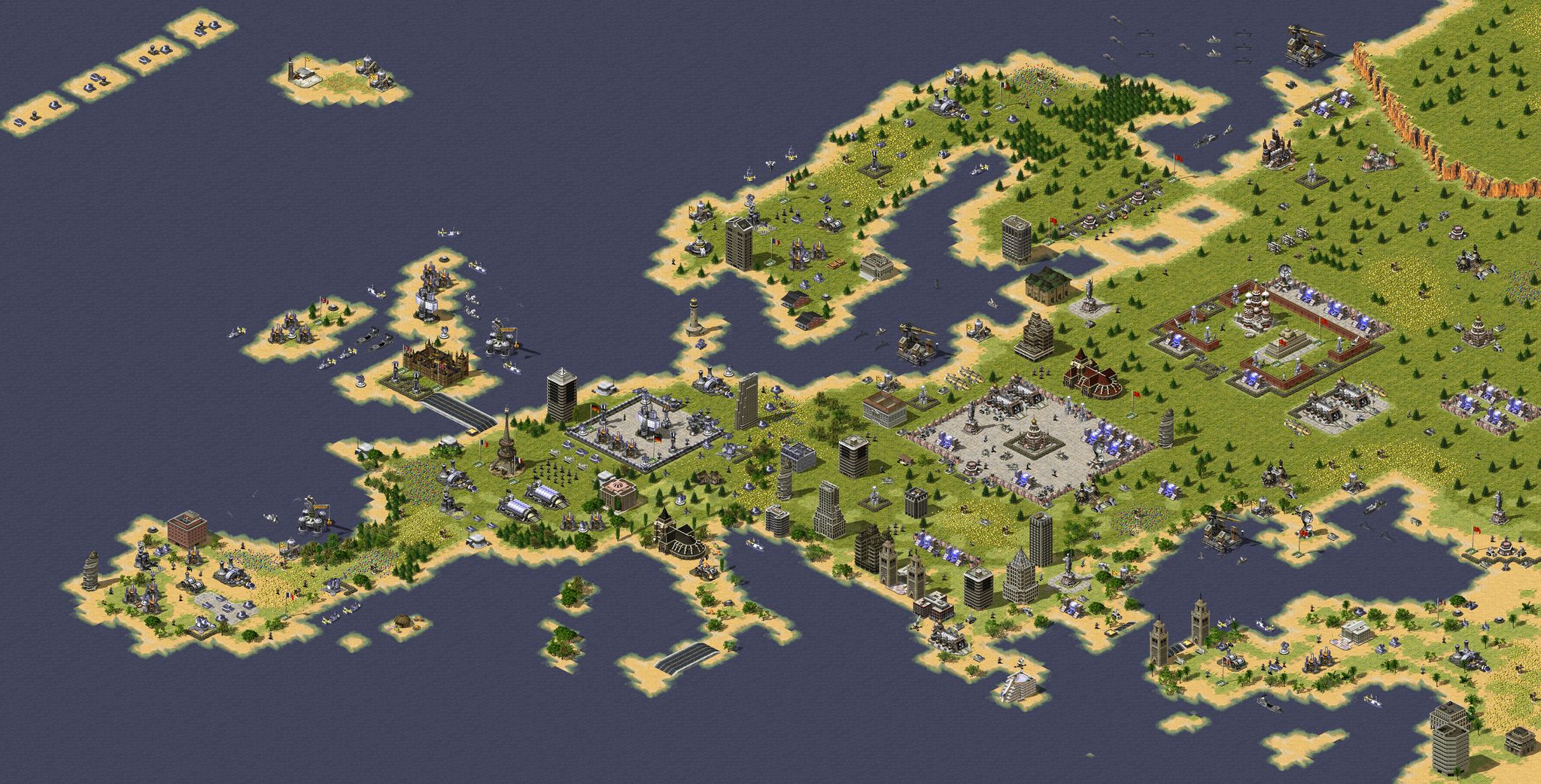 Battle of Europe (Team A:1-2 Allied & Team B: 3-4 Soviet) full-resolution render